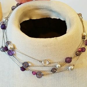 And Taylor double strand Crystal & pearl silver Ne